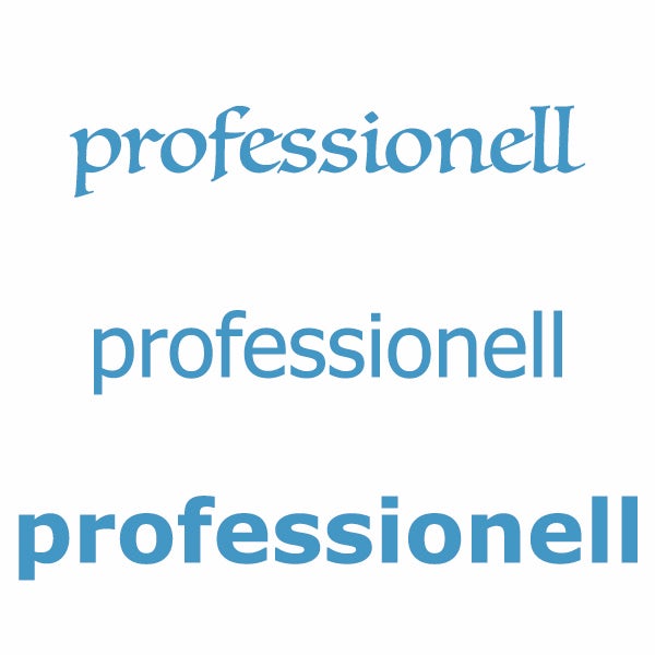 Wort professionell gesund in verschiedenen Schriftarten