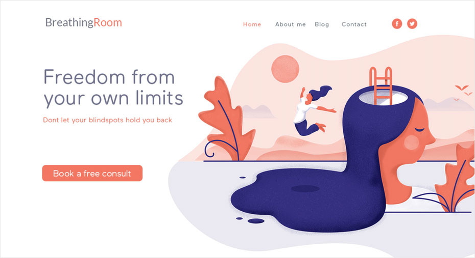 Beispiel für Asymmetrie - Website-Design für Breathing Room
